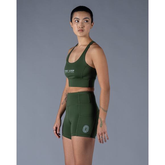 The Loop Running Supply Co XS Icon Half Tight Greenbelt Green Pocket Mid Rise - Picture 1 of 4